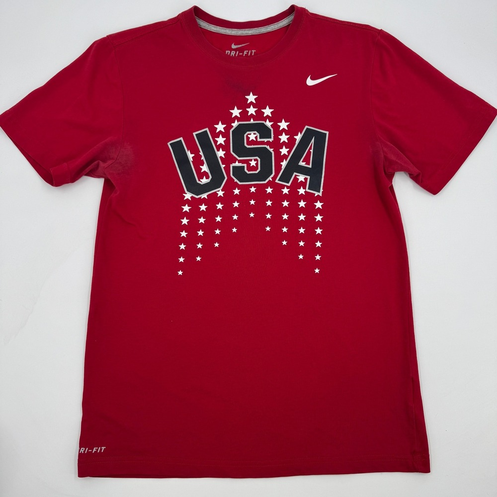 Nike USA Olympic Team T-Shirt Mens Small Red Dri-FIT Star Graphic SP140811NIG